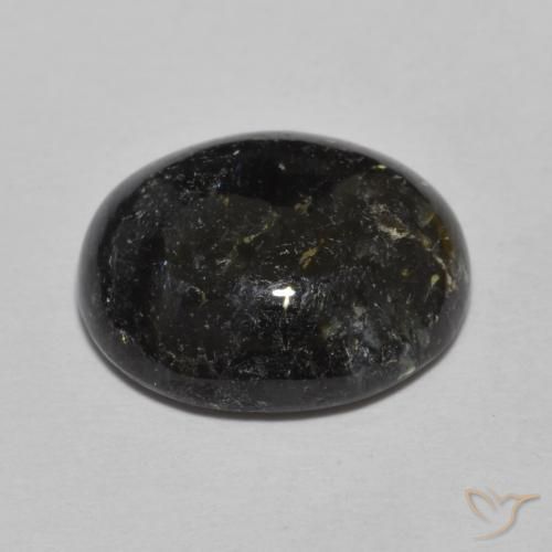 Nuummite Negro con destello azul natural de 8.46 ct, Ovalada, Opaco