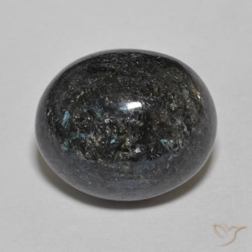 9.83ct Natural Negro con destello azul Nuummite, Ovalada, Opaco
