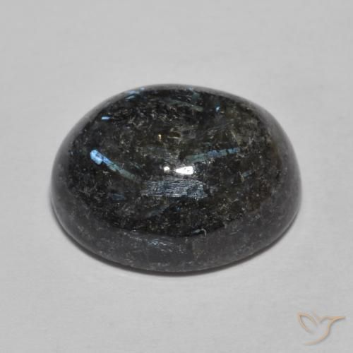 Nuummite Negro con destello azul natural de 9.83 ct, Ovalada, Opaco