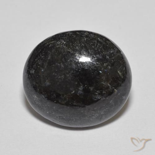 6.70ct Natural Negro con destello azul Nuummite, Ovalada, Opaco