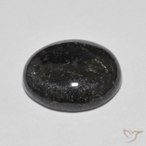 Nuummite Negro con destello azul natural de 6.70 ct, Ovalada, Opaco