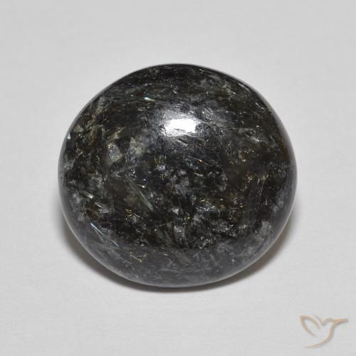 6.17ct Natural Negro con destello azul Nuummite, Ovalada, Opaco