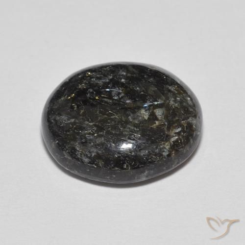 Nuummite Negro con destello azul natural de 6.17 ct, Ovalada, Opaco