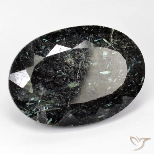 Nuummite Negro con destello azul natural de 34.24 ct, Ovalada, Opaco