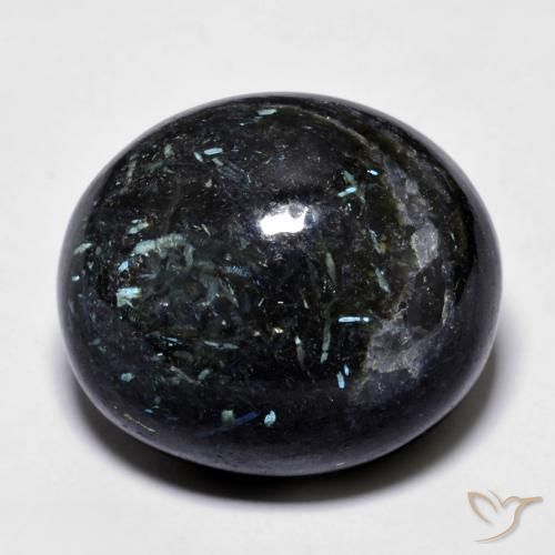 27.94ct Natural Negro con destello azul Nuummite, Ovalada, Opaco