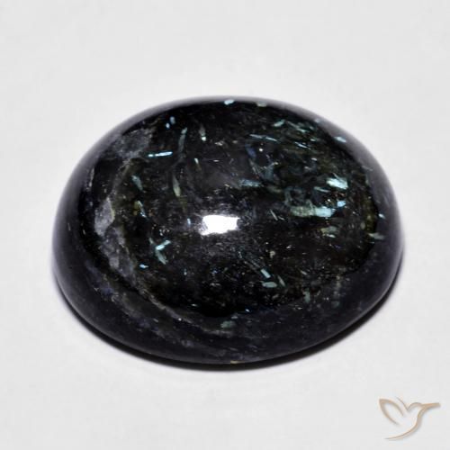 Nuummite Negro con destello azul natural de 27.94 ct, Ovalada, Opaco