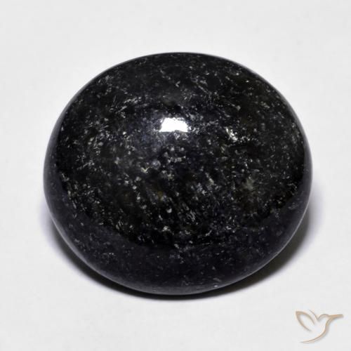 14.23ct Natural Negro con destello azul Nuummite, Ovalada, Opaco