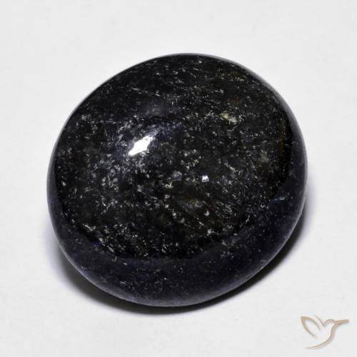Nuummite Negro con destello azul natural de 14.23 ct, Ovalada, Opaco