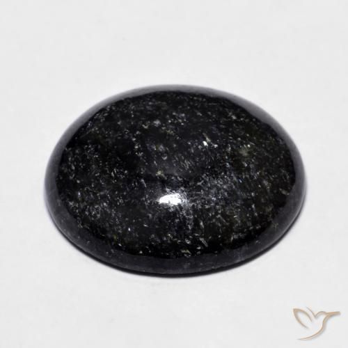 Nuummite Negro con destello azul natural de 14.23 ct, Ovalada, Opaco