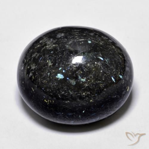 21.70ct Natural Negro con destello azul Nuummite, Ovalada, Opaco