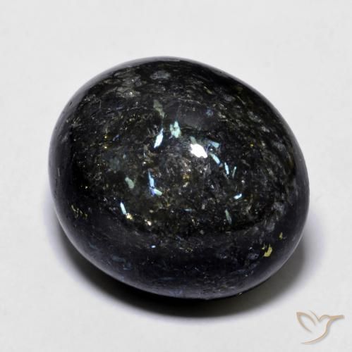 Nuummite Negro con destello azul natural de 21.70 ct, Ovalada, Opaco