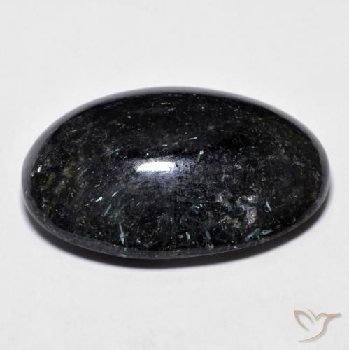 Nuummite Negro con destello azul natural de 23.73 ct, Ovalada, Opaco