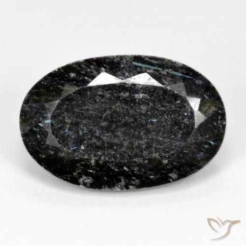 17.12ct Natural Negro con destello azul Nuummite, Ovalada, Opaco