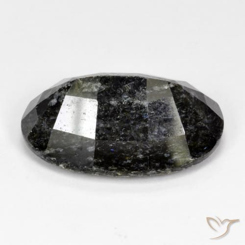 Nuummite Negro con destello azul natural de 17.12 ct, Ovalada, Opaco