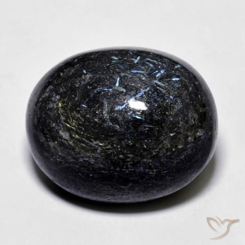 24.73ct Natural Negro con destello azul Nuummite, Ovalada, Opaco