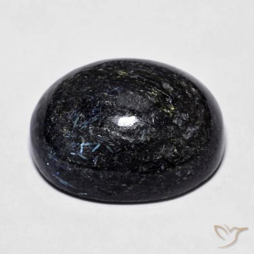 Nuummite Negro con destello azul natural de 24.73 ct, Ovalada, Opaco