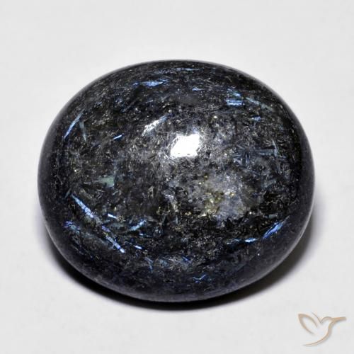 23.76ct Natural Negro con destello azul Nuummite, Ovalada, Opaco