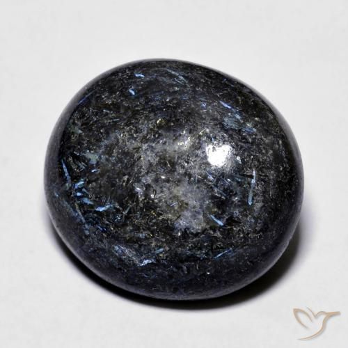 Nuummite Negro con destello azul natural de 23.76 ct, Ovalada, Opaco