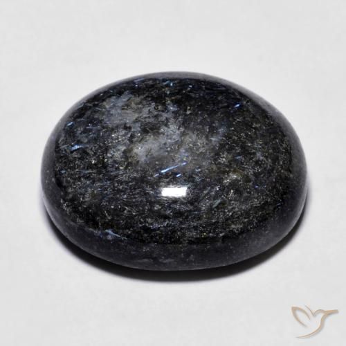 Nuummite Negro con destello azul natural de 23.76 ct, Ovalada, Opaco