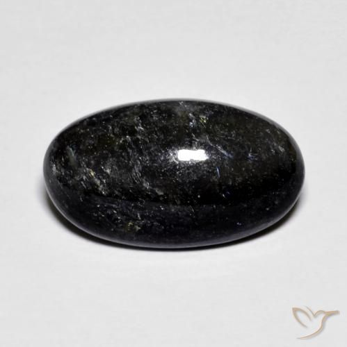 6.63ct Natural Negro con destello azul Nuummite, Ovalada, Opaco