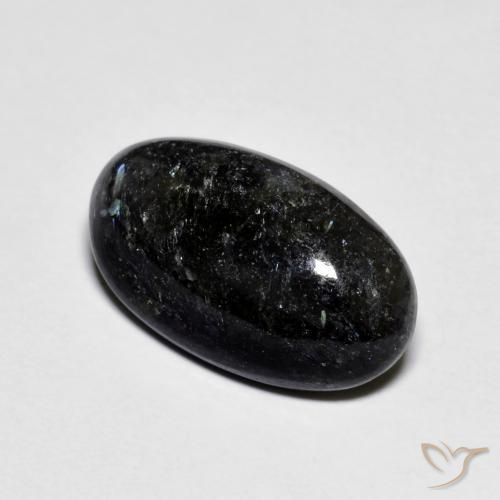 Nuummite Negro con destello azul natural de 6.63 ct, Ovalada, Opaco