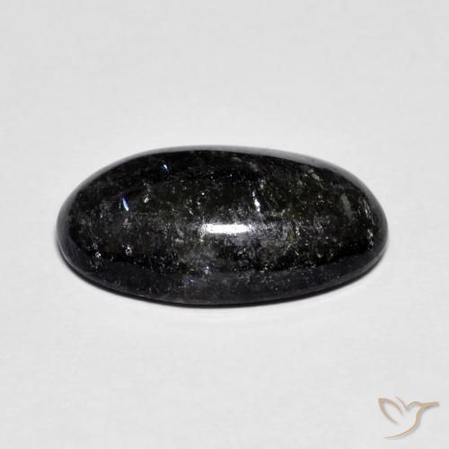 Nuummite Negro con destello azul natural de 6.63 ct, Ovalada, Opaco