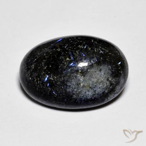 11.12ct Natural Negro con destello azul Nuummite, Ovalada, Opaco