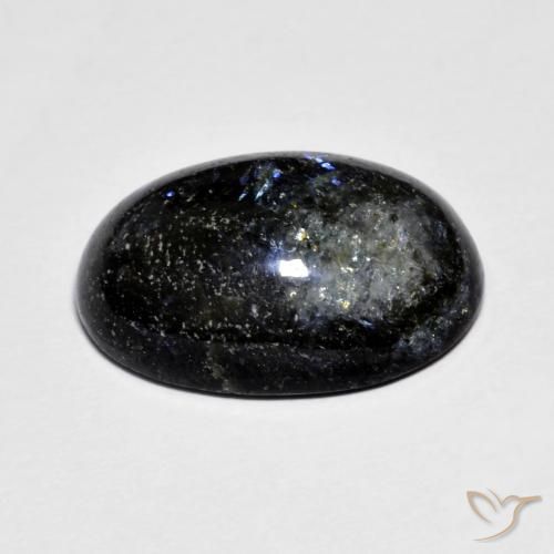Nuummite Negro con destello azul natural de 11.12 ct, Ovalada, Opaco