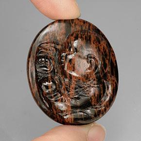 Obsidiana marrón natural de 66,17 ct, corte óvalo, opaco
