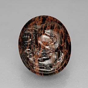 Obsidiana marrón natural de 66,17 ct, corte óvalo, opaco