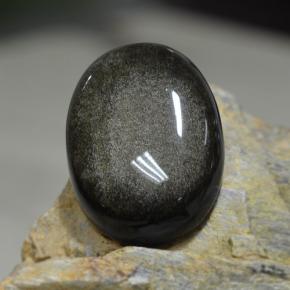 Obsidiana negro natural de 31,38 ct, corte óvalo, opaco