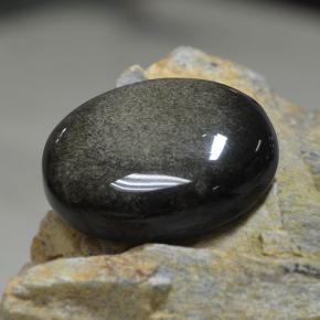 Obsidiana negro natural de 31,38 ct, corte óvalo, opaco