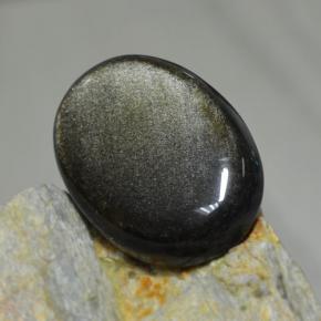 Obsidiana negro natural de 30,72 ct, corte óvalo, opaco