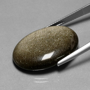 Obsidiana Brillo dorado natural de 18.91 ct, Corte Óvalo, Opaco