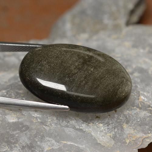 Obsidiana negro natural de 26,24 ct, corte óvalo, opaco