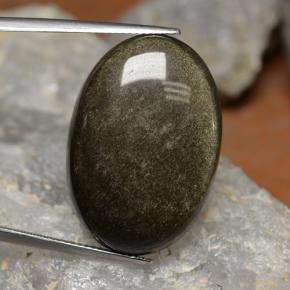 Obsidiana negro natural de 26,69 ct, corte óvalo, opaco