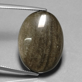 Obsidiana amarillo natural de 16,44 ct, corte óvalo, opaco