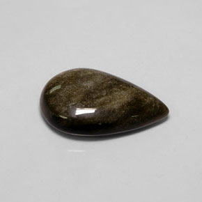 Obsidiana Brillo dorado natural de 7.12 ct, En forma de pera, Opaco