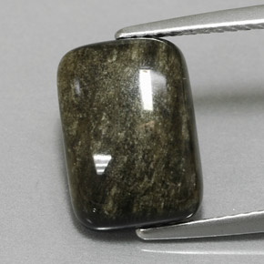 Obsidiana Brillo dorado natural de 3.85 ct, Corte Baguette, Opaco