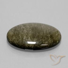 Obsidiana Negro con brillo dorado natural de 41.01 ct, Ovalada, Opaco