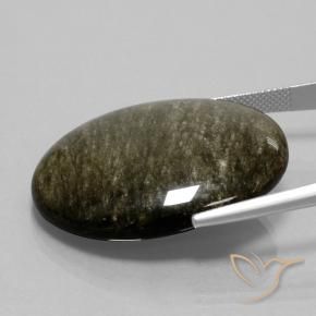 Obsidiana Negro con brillo dorado natural de 41.01 ct, Ovalada, Opaco