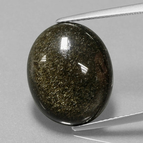 Obsidiana oro natural de 9,57 ct, corte óvalo, opaco