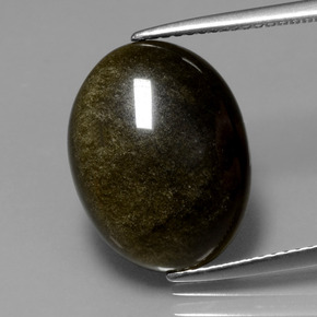 Obsidiana Brillo dorado natural de 6.16 ct, Corte Óvalo, Opaco