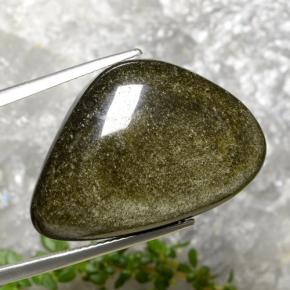 Obsidiana negro natural de 22,45 ct, forma elegante, opaco