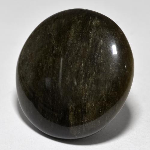 Obsidiana Negro con brillo dorado natural de 34.66 ct, Corte Redondo, Opaco