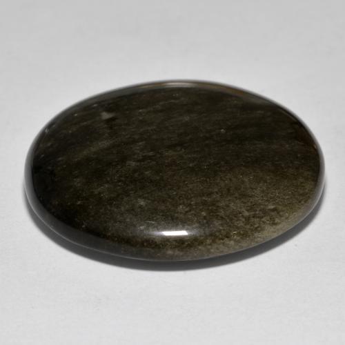 Obsidiana Negro con brillo dorado natural de 34.66 ct, Corte Redondo, Opaco