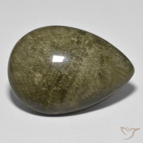 Obsidiana Negro con brillo dorado natural de 33.02 ct, En forma de pera, Opaco