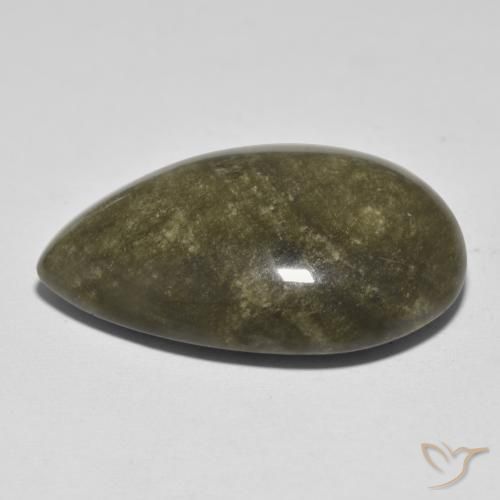 Obsidiana Negro con brillo dorado natural de 33.02 ct, En forma de pera, Opaco