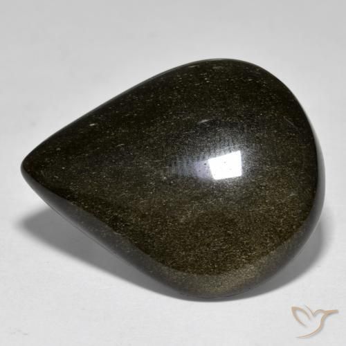 30.47ct Natural Negro con brillo dorado Obsidiana, En forma de pera, Opaco