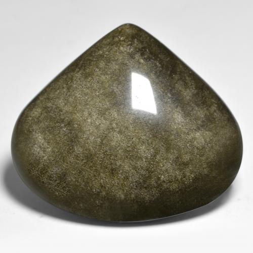 Obsidiana Negro con brillo dorado natural de 38.72 ct, En forma de pera, Opaco